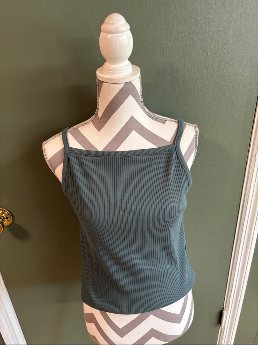 Old Navy Ribbed Square-Neck Tank Top - Teal Green